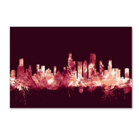 Michael Tompsett 'Chicago IL Skyline Maroon' Canvas Art,22x32